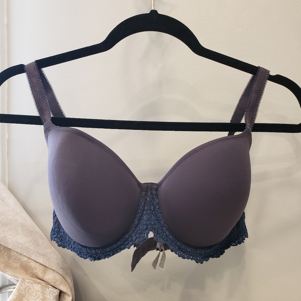 Sz 36D Blue Wacoal Embrace Lace T-Shirt Bra